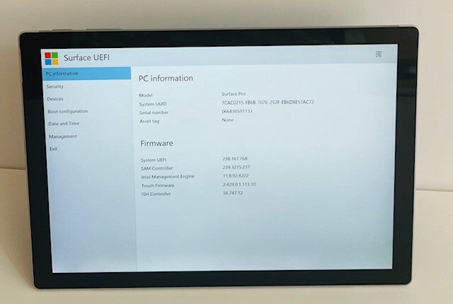 Microsoft Surface Pro 5 1796 Core M 4gb 128gb motherboard faulty/see description