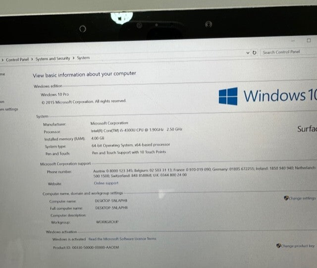 Microsoft Surface Pro 3 Intel i5-4300U 1.9GHz 4GB X896664-001 Motherboard (OCS)