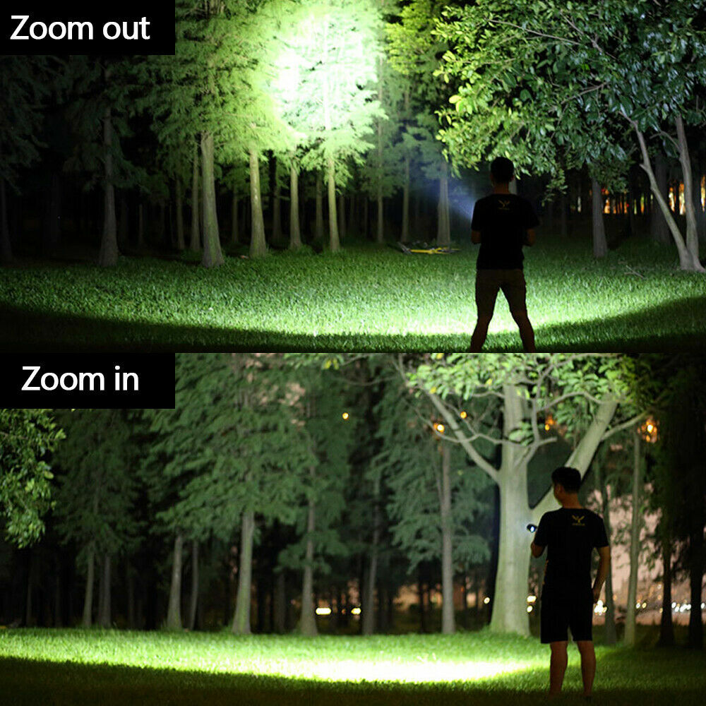2 Pack USB Rechargeable LED Flashlight 5-Mode Outdoor Camping Hiking Flashlight WorkLight