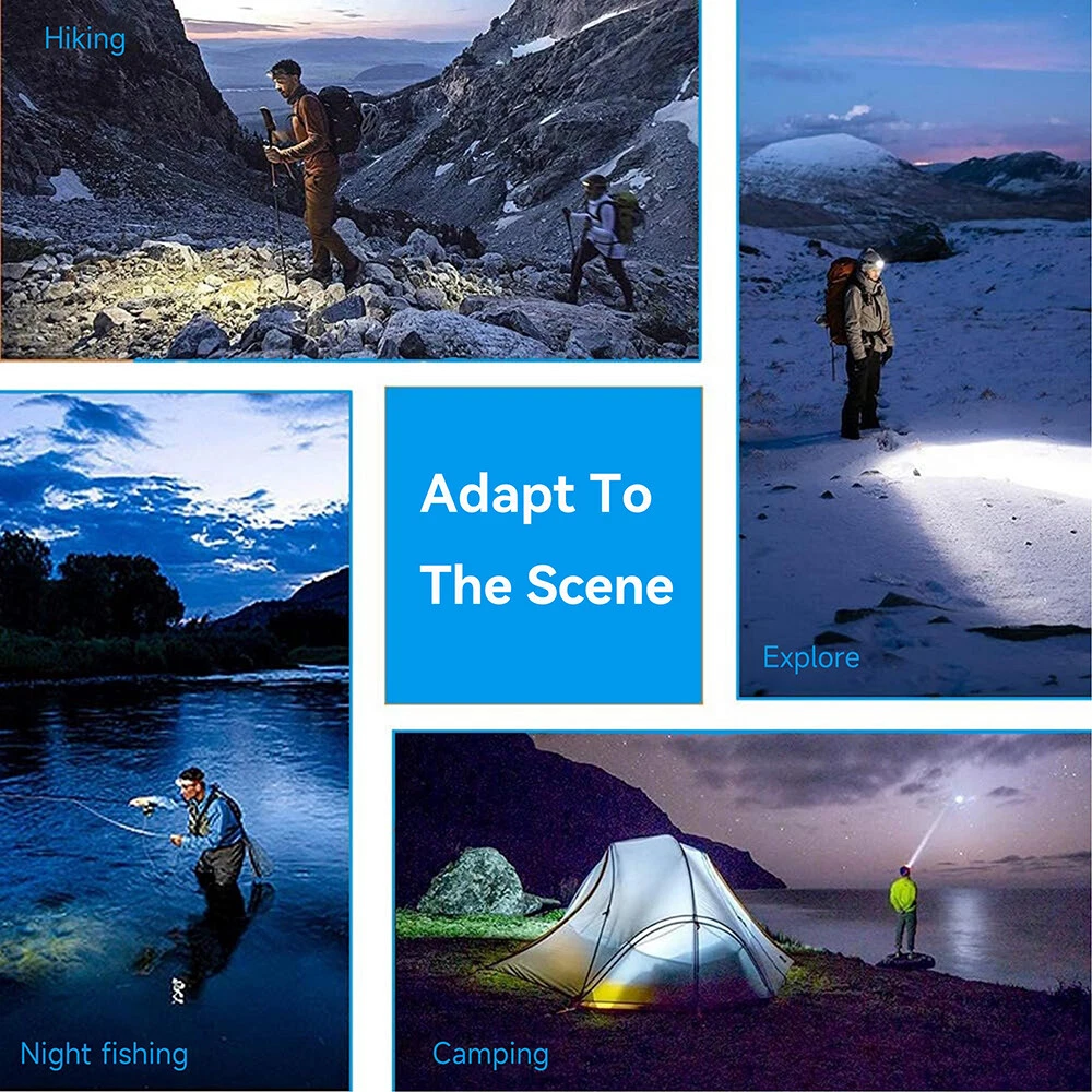 USB Rechargeable LED Headlamp Zoomable 3-Modes Camping Hiking HeadLamp Worklight
