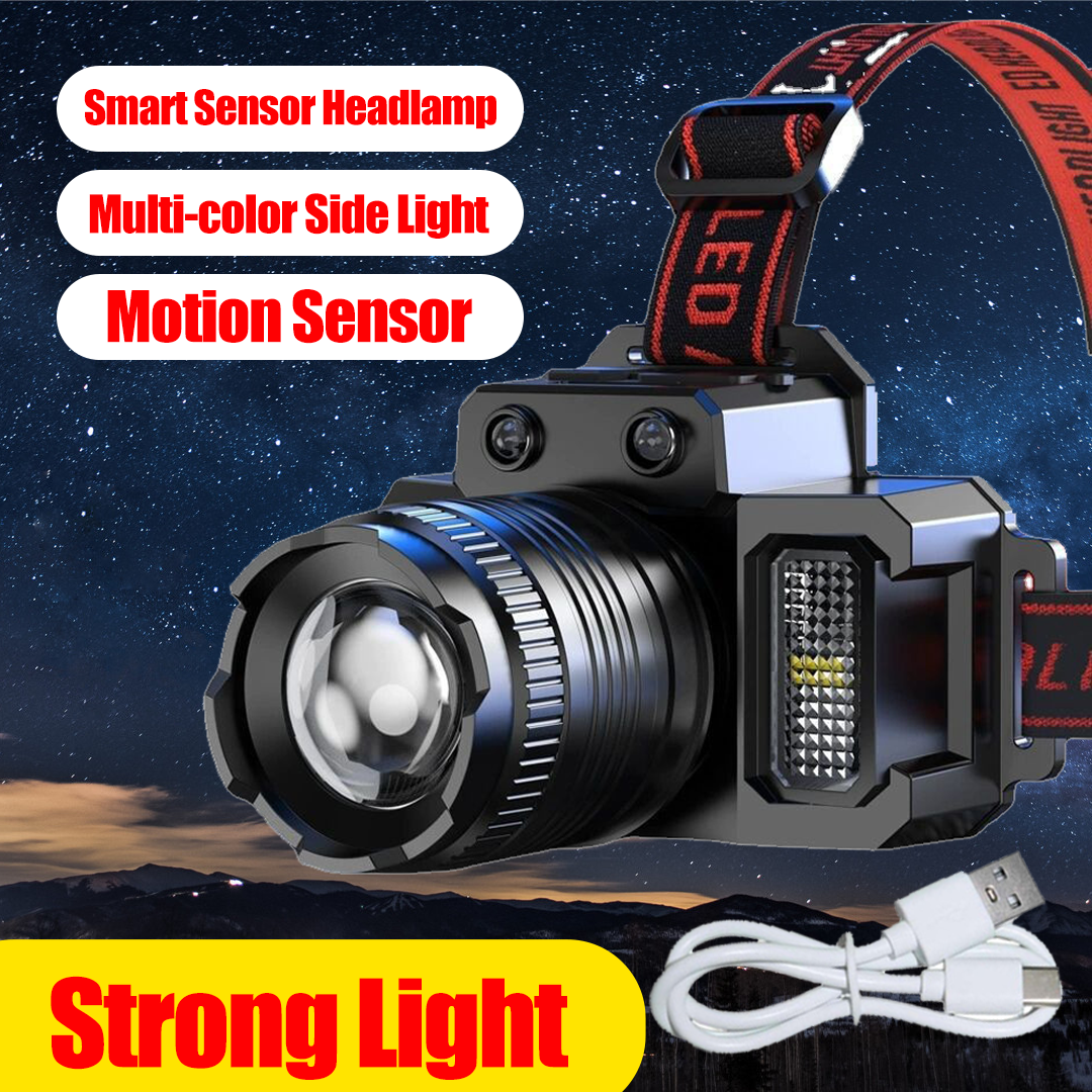 5-Modes LED Headlamp Motion Sensor Headlamp USB Rechargeable Canping Hiking Headlight