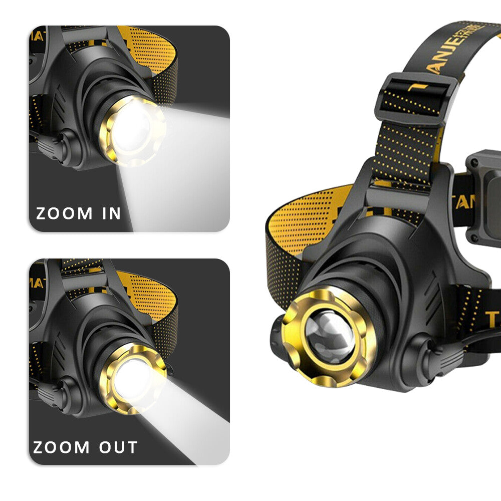 USB Rechargeable LED Headlamp 3 Modes Head Torch Zoomable Headlight+Car Charger+USB Cable Set