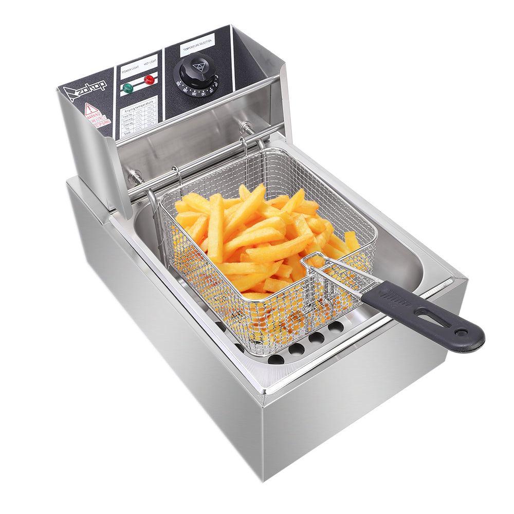 Stainless Steel Single Cylinder Electric Fryer UK Plug  EH81 2500W 220-240V 6.3QT/6L
