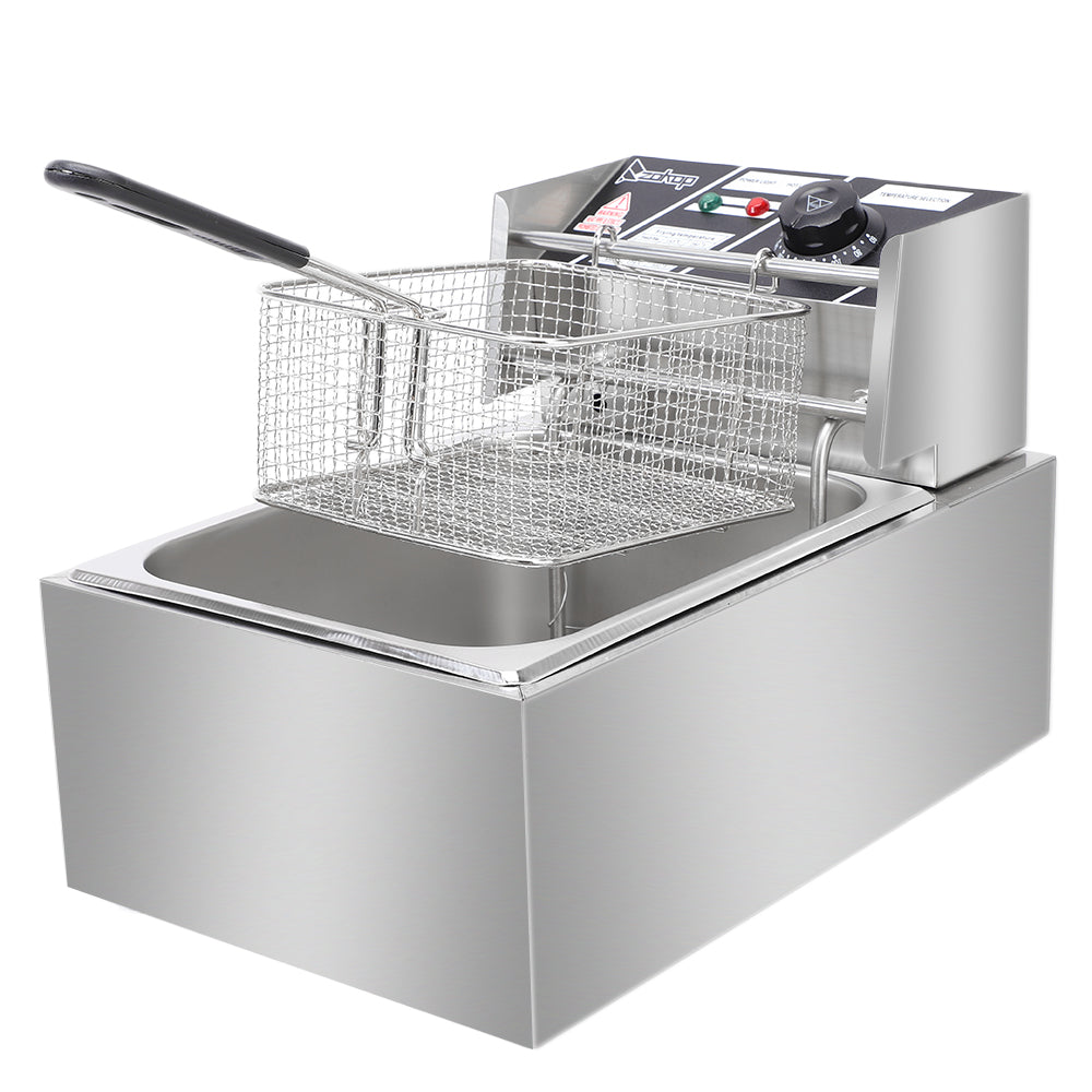 Stainless Steel Single Cylinder Electric Fryer UK Plug  EH81 2500W 220-240V 6.3QT/6L