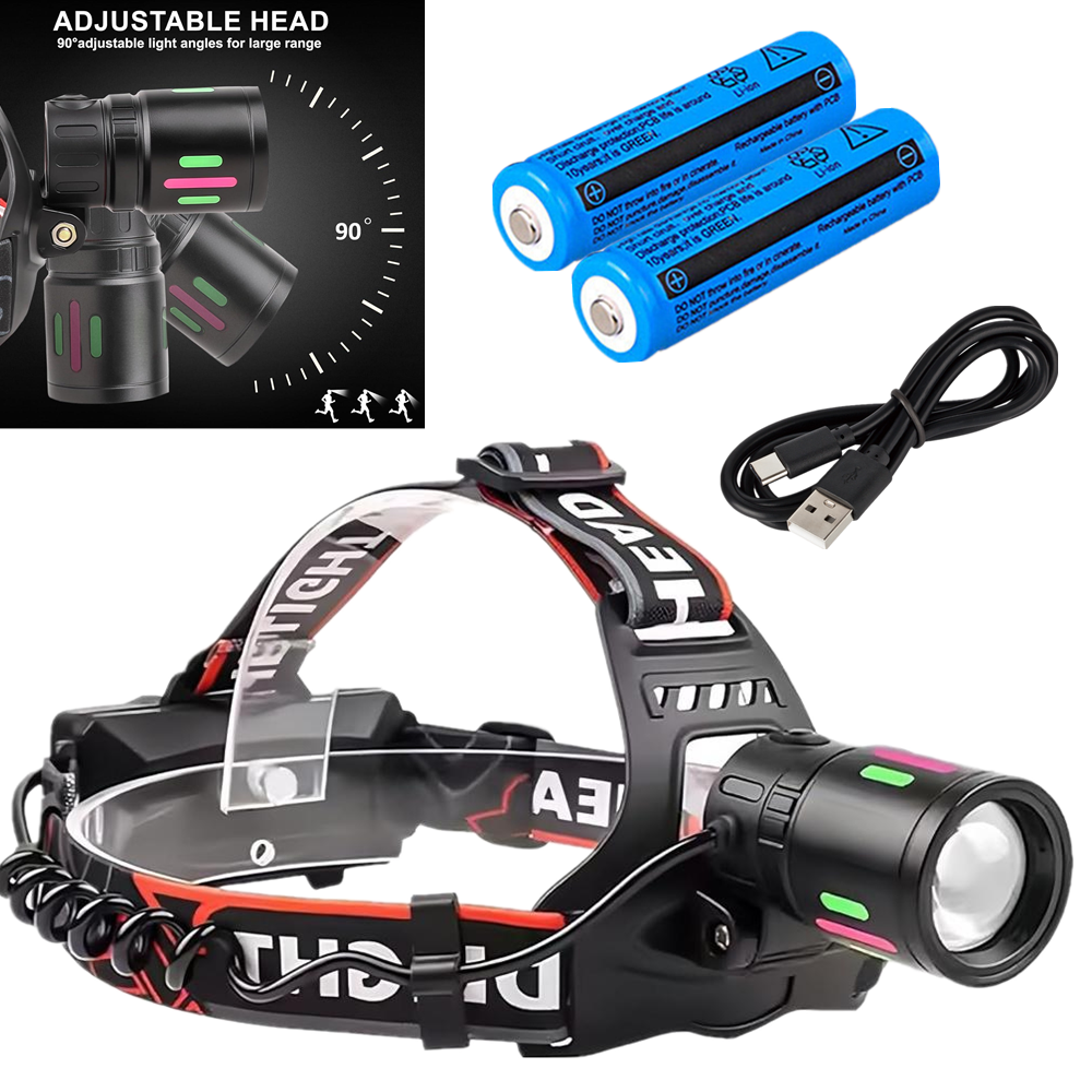 USB Rechargeable LED Headlamp Zoomable 3-Modes Camping Hiking HeadLamp Worklight