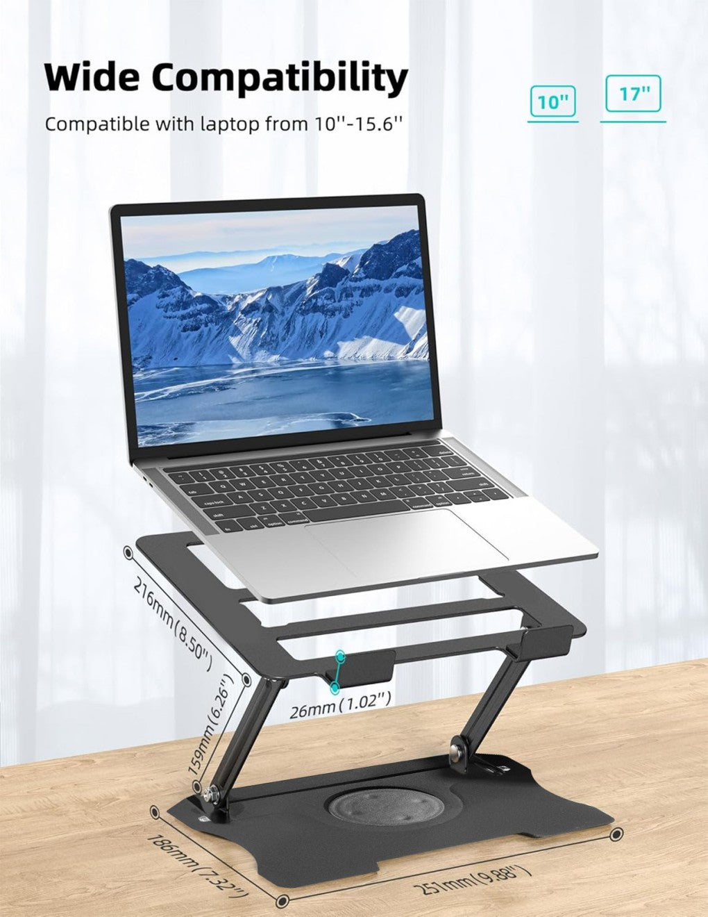 360Â° Metal Portable Laptop Tablet Stand Riser Bracket Adjustable Holder For Desk
