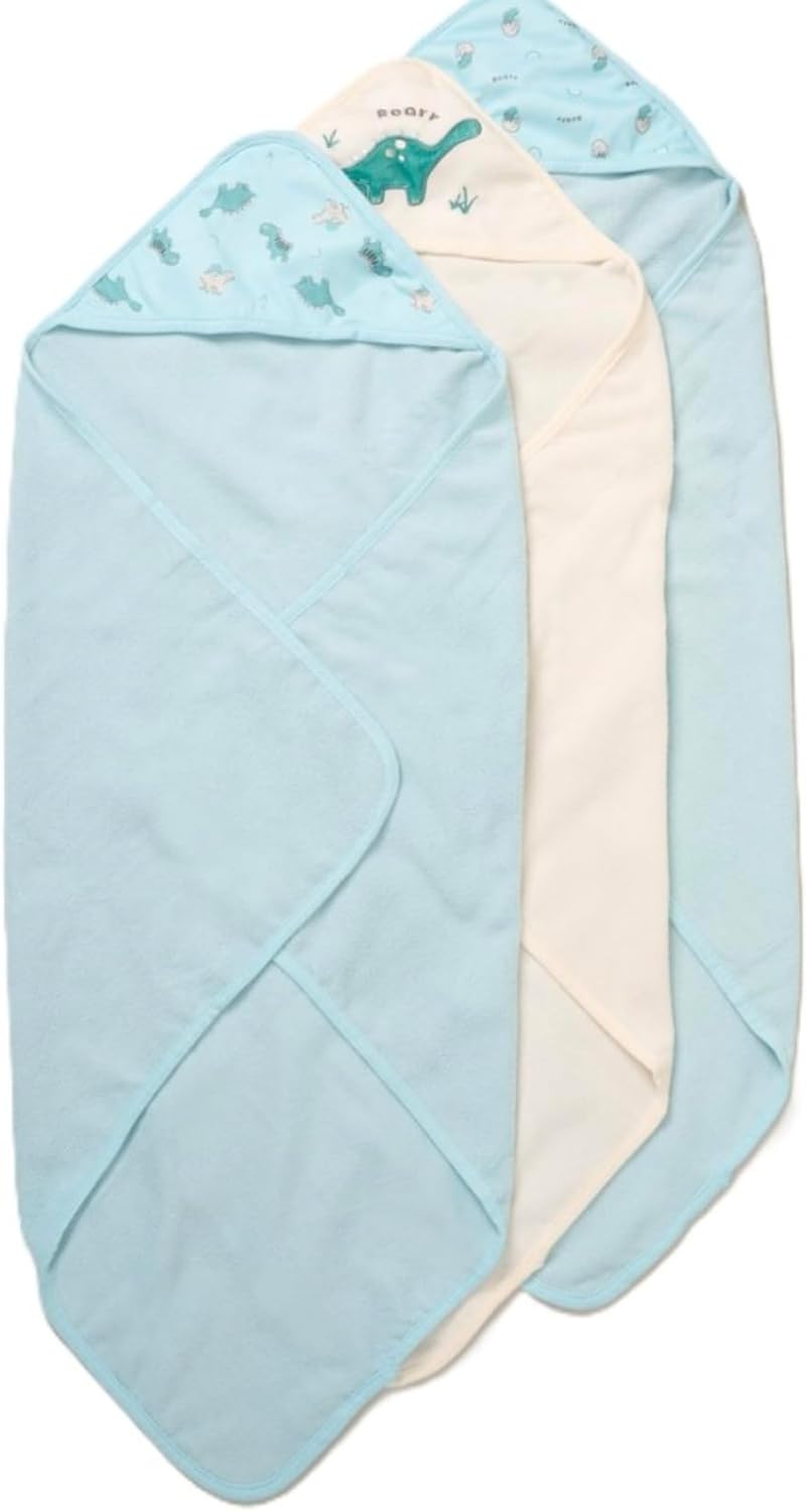 Rock-a-Bye Baby Boutique Bath Time Set, 3 Hooded Towels and 3 Washcloths