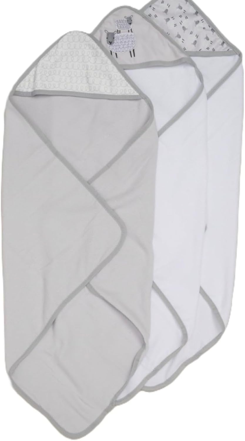 Rock-a-Bye Baby Boutique Bath Time Set, 3 Hooded Towels and 3 Washcloths