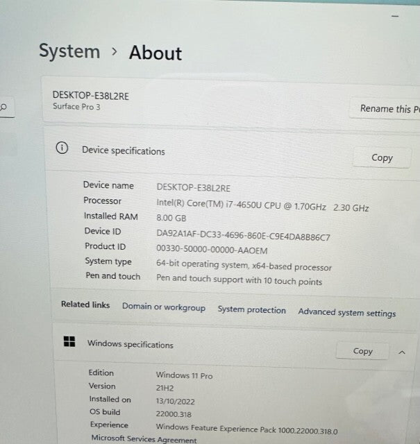 Microsoft Surface Pro 3 Intel i7-4650U 1.70GHz 8GB  Motherboard X898387-001