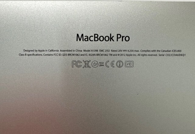 MacBook Pro Retina A1398 Early 2013 Bottom Case