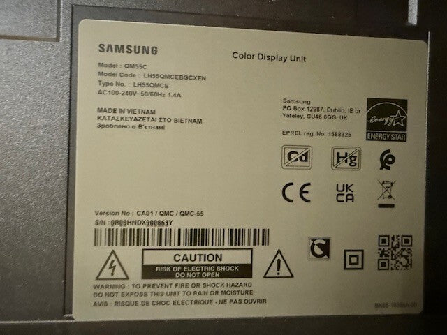Samsung 55" QM55B UHD LED  Professional Display, LH55QMCEBGCXEN  Collection Only