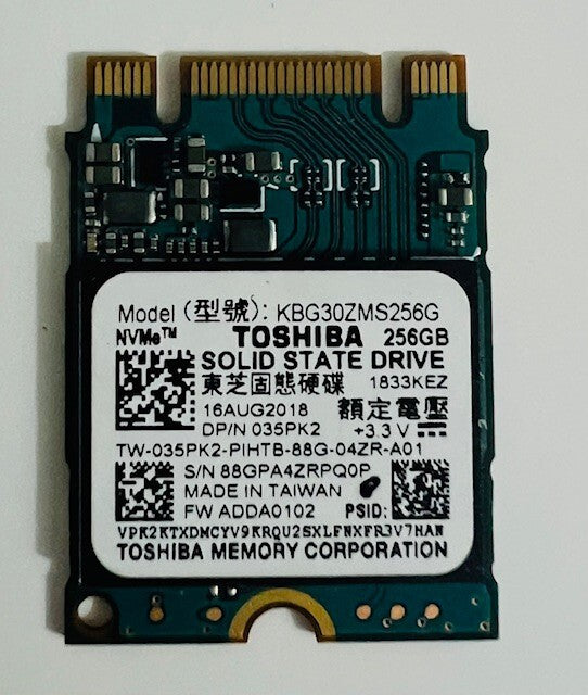Toshiba 256GB SSD NVMe KBG30ZMS256G For DELL Inspiron 13 7380 with Window 10