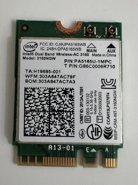 Genuine Toshiba Satellite L50-B-1QU WiFi Card 3160NGW