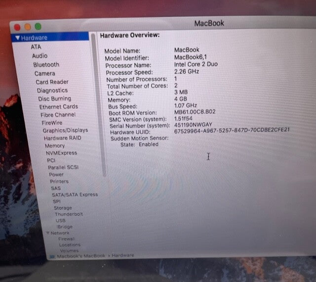 Apple MacBook A1342 13" Late 2009 Core 2 Duo 2.26GHz 4GB LogicBoard