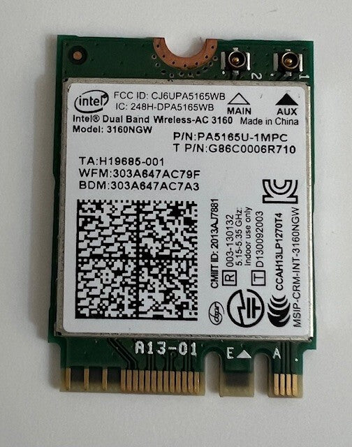 Genuine Toshiba Satellite L50-B-1QU WiFi Card 3160NGW