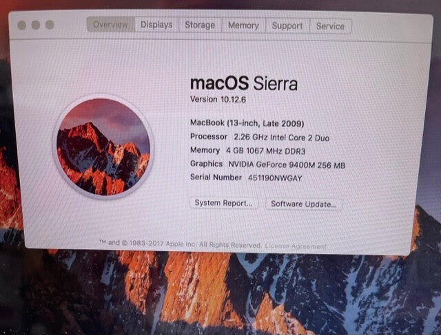 Apple MacBook A1342 13" Late 2009 Core 2 Duo 2.26GHz 4GB LogicBoard