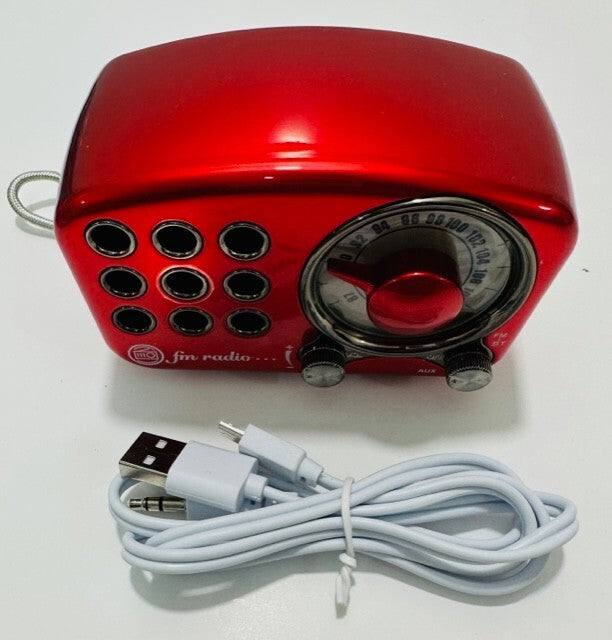 Retro Radio R919 Bluetooth Speaker, Portable Mini  Radio, FM Radio AUX, Red