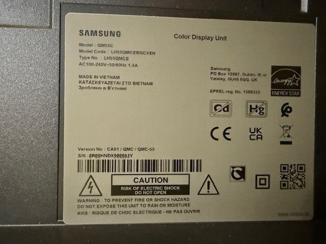 Samsung 55" QM55B UHD LED  Professional Display, LH55QMCEBGCXEN  Collection Only