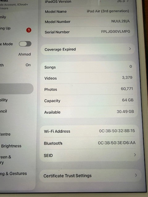 Apple iPad Air 3rd Gen 10.5" 64GB  Unlocked Tablet Rose Gold