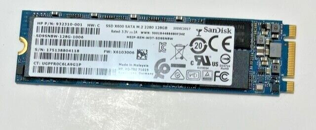 HP Pavilion X360 14-BA100na Sandisk X600 128GB M.2 2280 SD9N8W-128G-1006