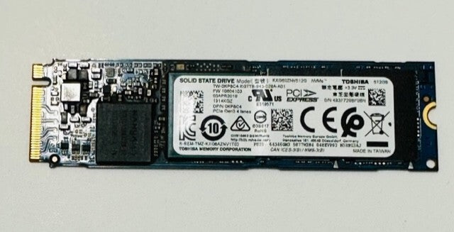 Dell/Toshiba 512GB M.2 NVMe KXG60ZNV512G 0KP8C4, DELL XPS 9570 With Win 10 Pro