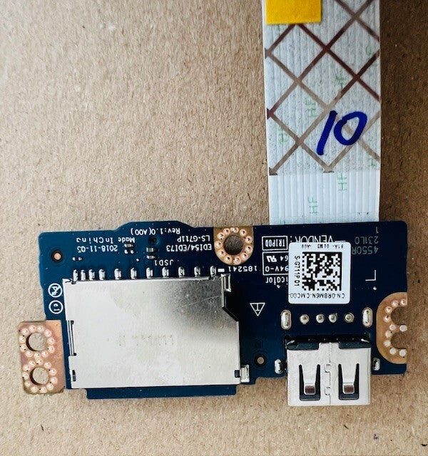 Genuine Dell Inspiron 14 3480 USB Port SD Card Reader Board LS-G711P  Flex Cable