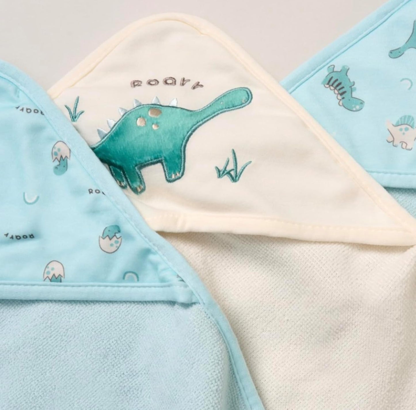 Rock-a-Bye Baby Boutique Bath Time Set, 3 Hooded Towels and 3 Washcloths