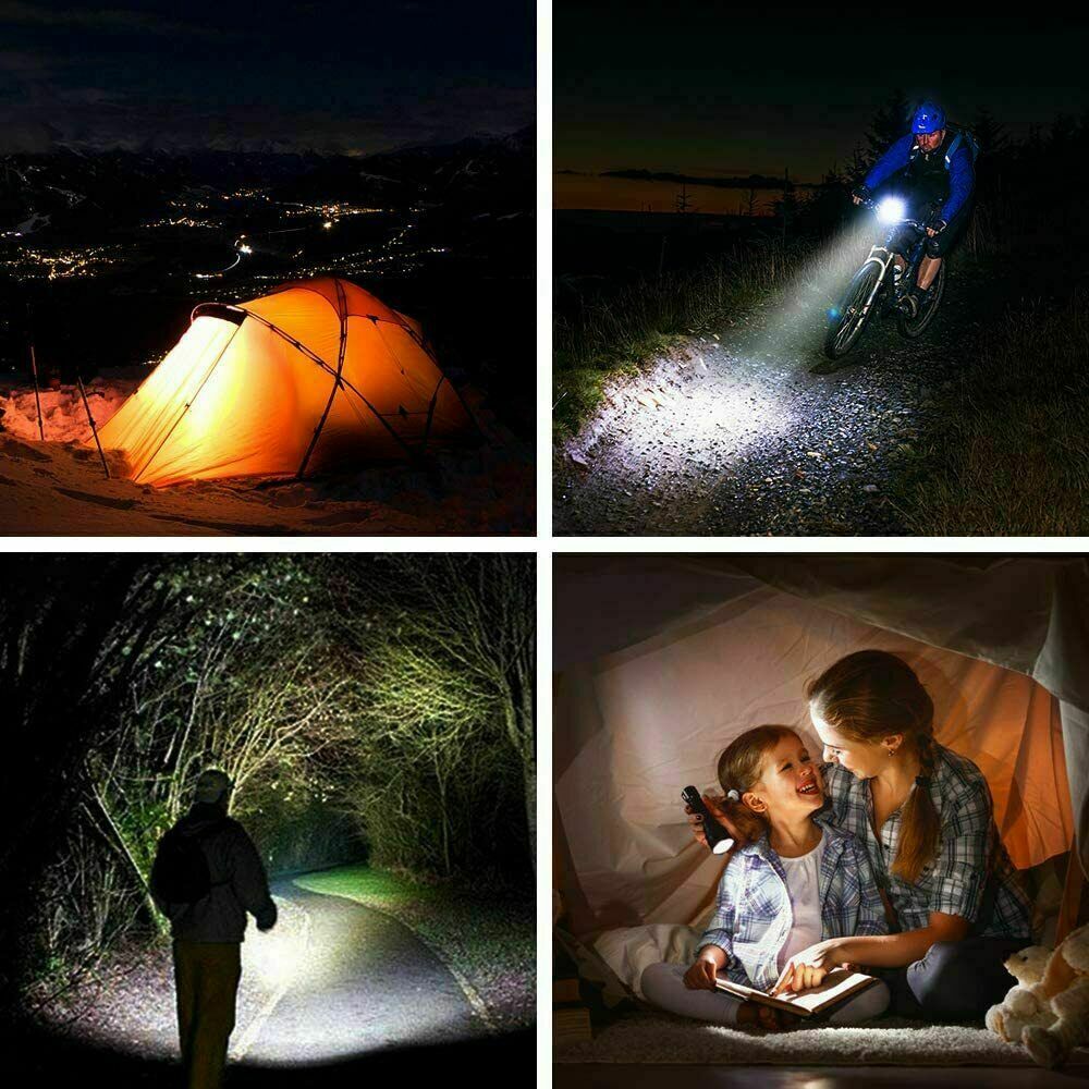 2 Pack USB Rechargeable LED Flashlight 5-Mode Outdoor Camping Hiking Flashlight WorkLight