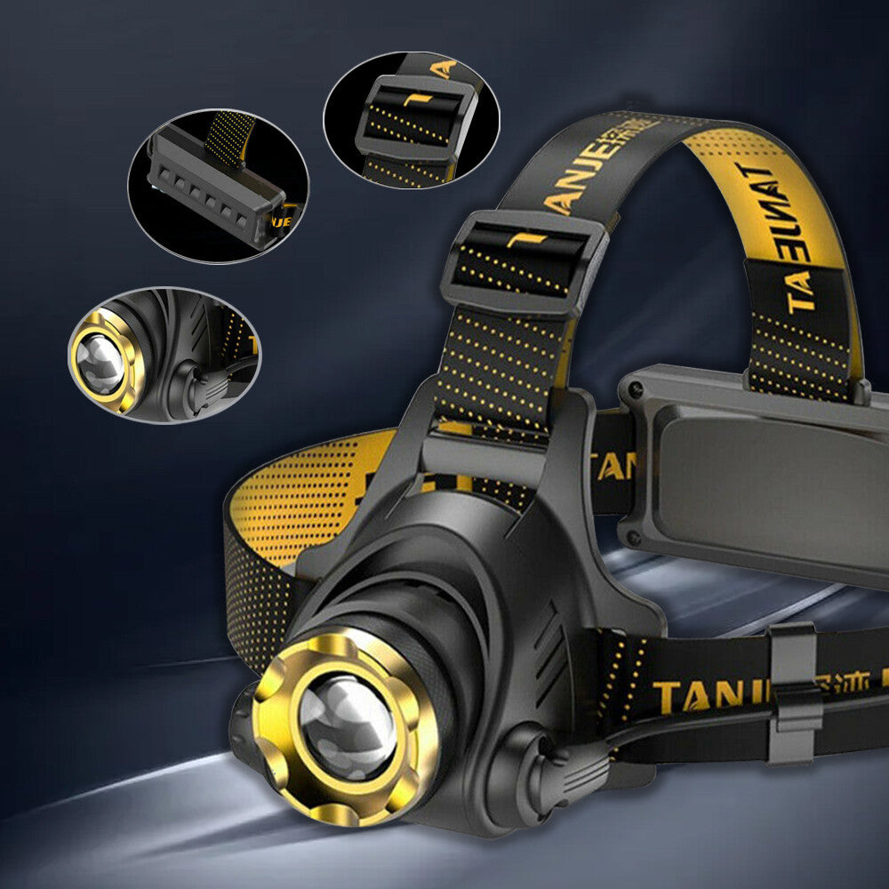 USB Rechargeable LED Headlamp 3 Modes Head Torch Zoomable Headlight+Car Charger+USB Cable Set
