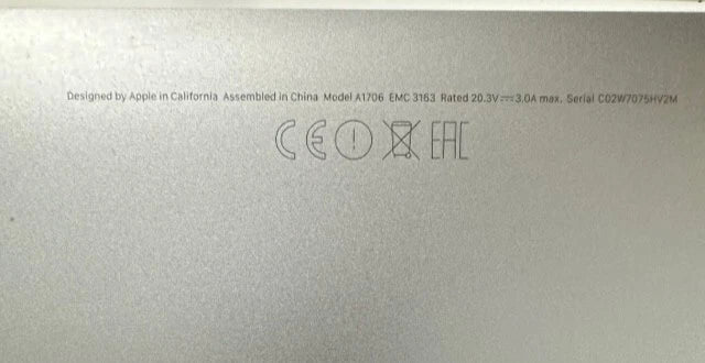 Apple MacBook Pro A1706 2017 Touch Bar Bottom Case(Used)